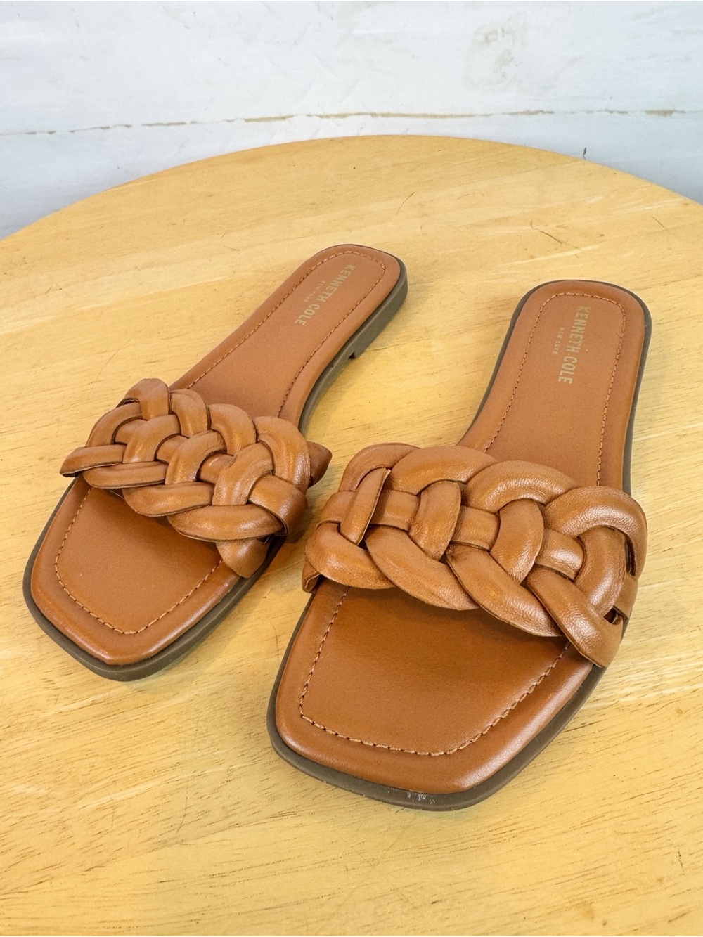Kenneth Cole | Saddle Brown Slide Sandal, 8 - Picture 2 of 10